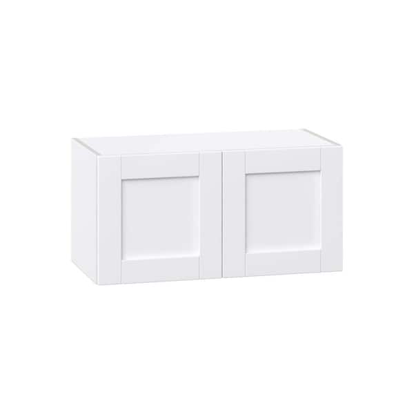 J COLLECTION Milton 30 in. W x 14 in. D x 15 in. H Assembled Shaker Wall Bridge Kitchen Cabinet in Bright White