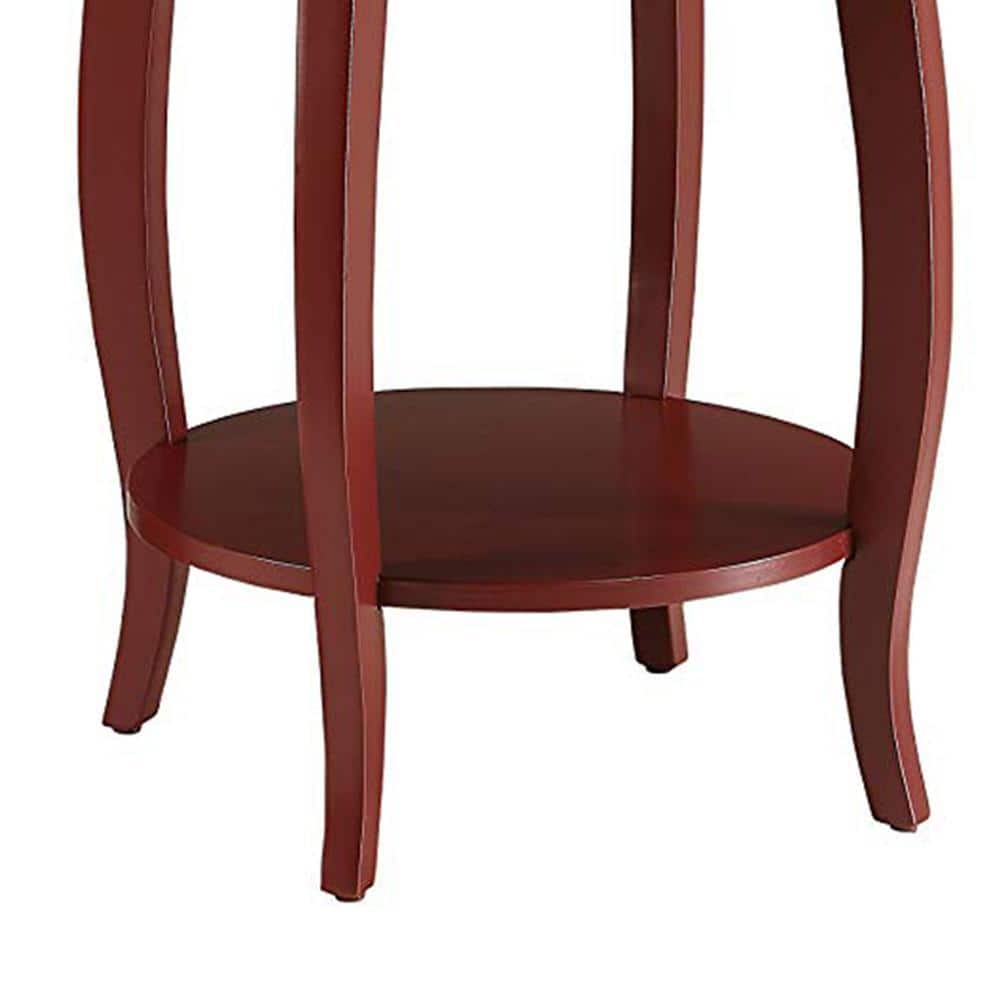 Elegant Stylized Leg Round Wood Side Table in Red