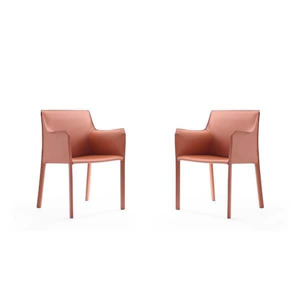 Manhattan Comfort Paris Clay Saddle Leather Armchair (Set of 2)