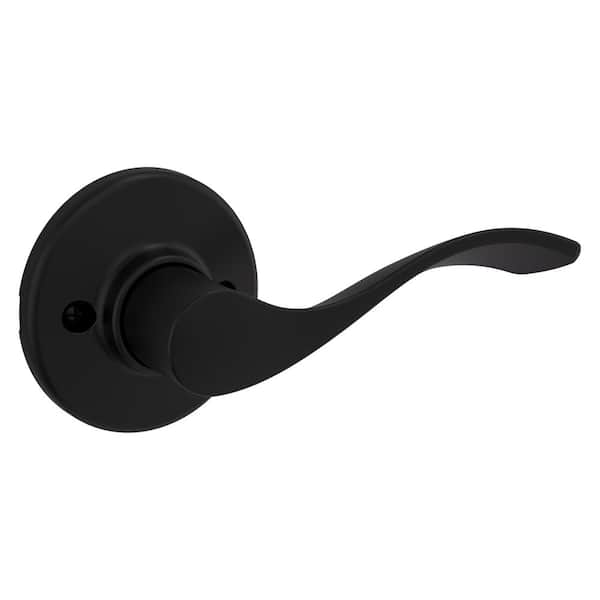 Kwikset Balboa Matte Black Right-Handed Half-Dummy Door Handle featuring Microban Technology