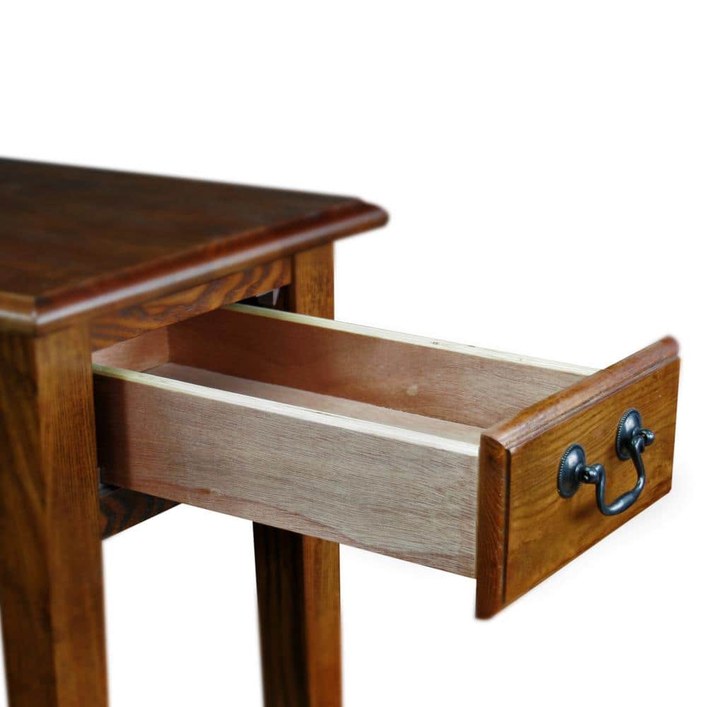 Medium Oak Rectangular Lamp Table with Storage Drawer
