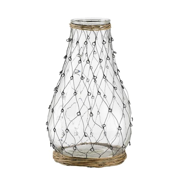 A & B Home 18 in. Clear, Black Teardrop Vase 77653 - The Home Depot