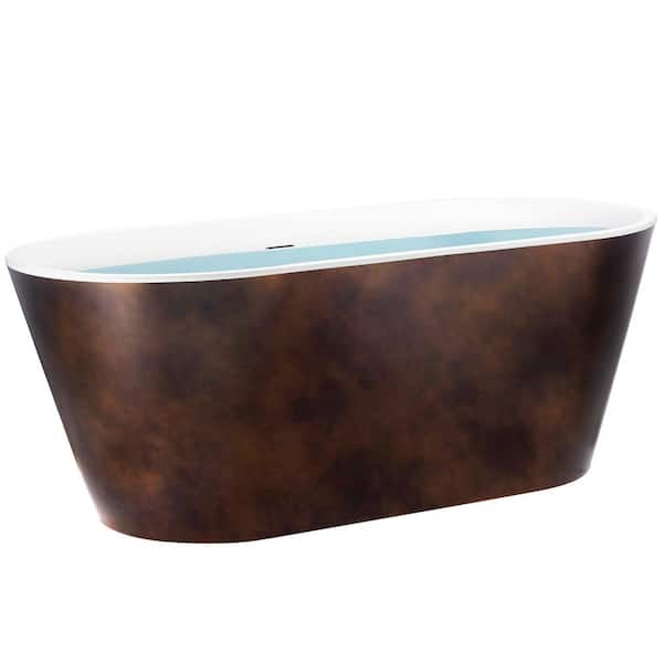 AKDY 60 in. Fiberglass Double Ended Flatbottom NonWhirlpool Bathtub in