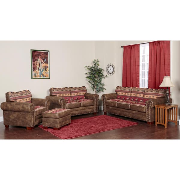 American Furniture Classics Sierra Lodge 4-Piece Sierra Lodge Tapestry Microfiber Living Room Set