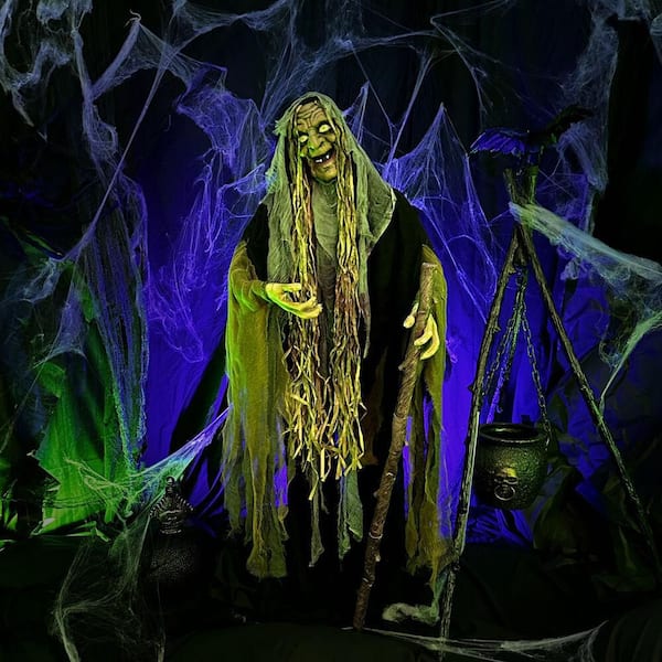 Haunted Hill Farm 68 in. Touch Activated Animatronic Witch HHWITCH