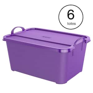 55 Qt. Purple Stackable Closet Organization Storage Box (6-Pack)