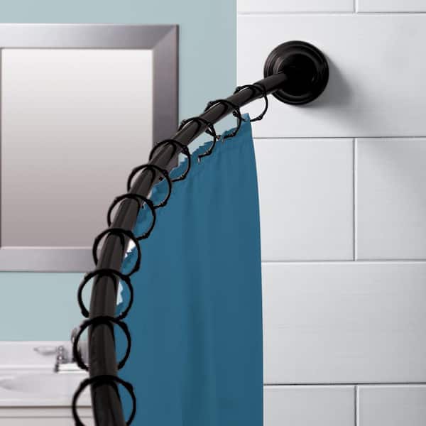 NeverRust 50 in. to 72 in. Aluminum Curved Dual Mount Shower Curtain Rod in Matte Black