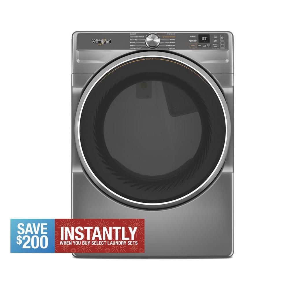 7.4 cu. ft. Vented Front Load Electric Dryer in Radiant Silver with Steam Capabilities