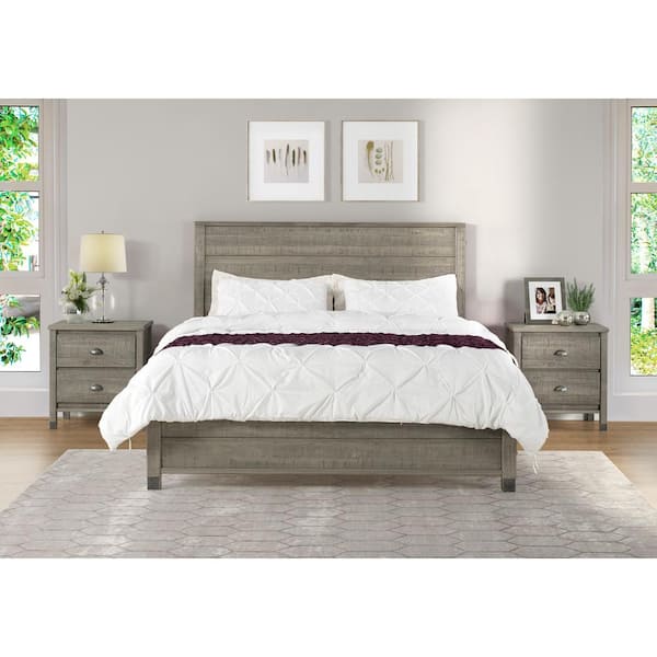 Baja Driftwood Grey, Queen Size, Panel Headboard, Platform Bed