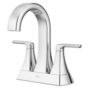Bruxie 4 in. Centerset Double Handle High Arc Bathroom Faucet with Drain Kit Included in Polished Chrome