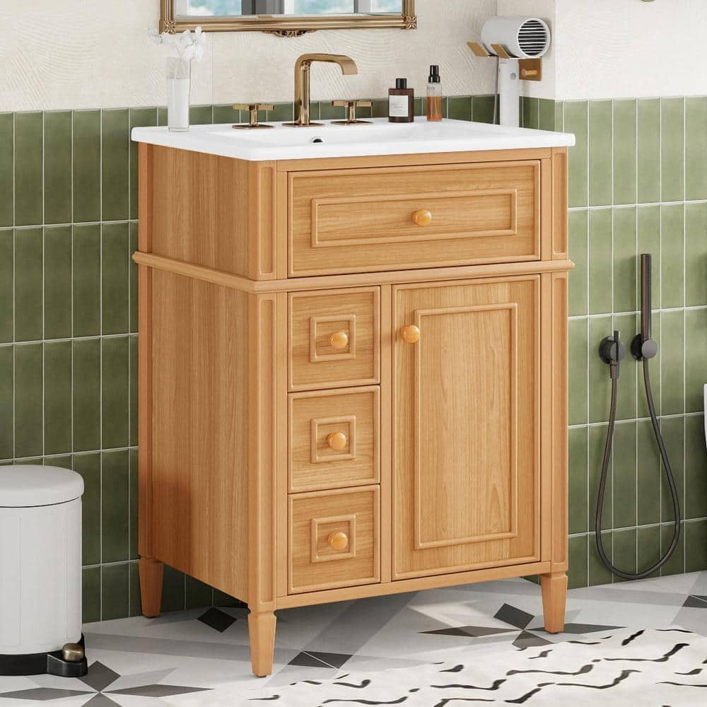 24 in. Solid Wood Bathroom Vanity with Ceramic Sink and Soft-Close Drawers price history on PriceWatchPro