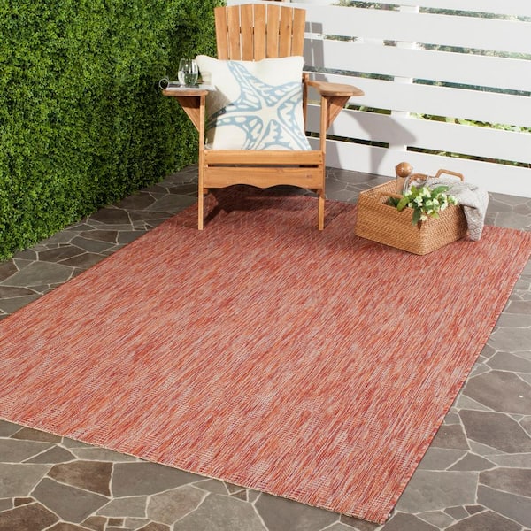 Courtyard Red 7 ft. x 10 ft. Solid Indoor/Outdoor Patio  Area Rug