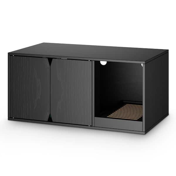 FUFU&GAGA Cat Litter Box Enclosure Cabinet, Modern Wood Large Stackable Cat Washroom Storage Cabinet, Hidden Litter Box Furniture