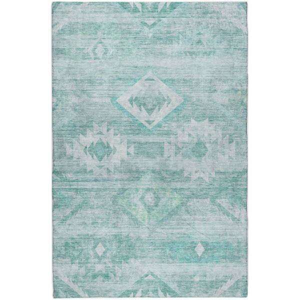 Dream Shag Premium Machine Washable Abstract ADS837 Aqua 5 ft. x 7 ft. 6 in. Area Rug