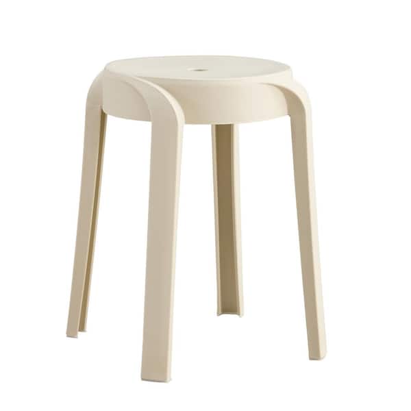 Unbranded Stackable Plastic Outdoor Dining/Bar Chair in Beige Set of 6, No assembly Required, Weight Capacity 330 LBS