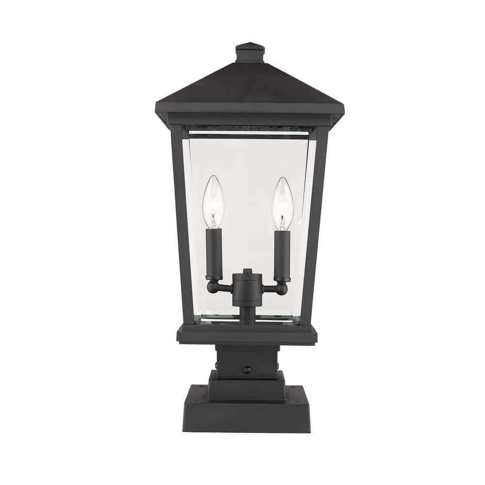 Beacon 22 in. 2-Light Black Aluminum Hardwired Outdoor Weather Resistant Pi