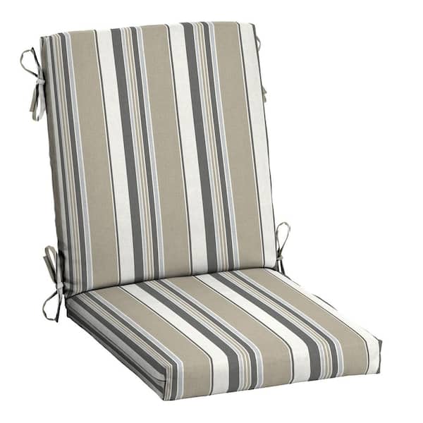 ARDEN earthFIBER Outdoor Dining Chair Cushion 20 in. x 20 in., Taupe Grey Boardwalk Stripe