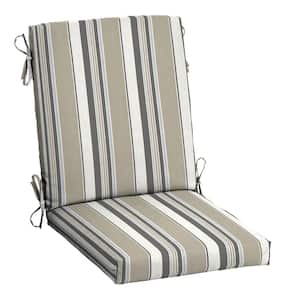 earthFIBER Outdoor Dining Chair Cushion 20 in. x 20 in., Taupe Grey Boardwalk Stripe