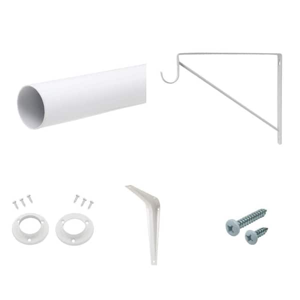 18-30 in. Closet Rod, Heavy-Duty Shelf Bracket,Pole Sockets (2-Pack), 10 in. x 12 in. Shelf Bracket, Screw Kit (12-Pack)