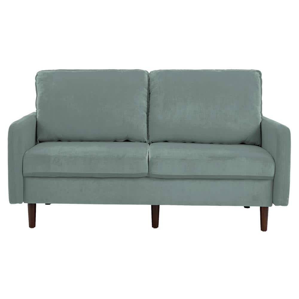 Uixe 56.88 in. Straight Arm Velvet Upholstered Rectangle 2