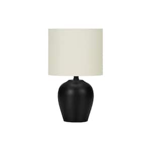 16.5 in. Ivory Transitional Integrated LED Bedside Table Lamp with Ivory Fabric Shade