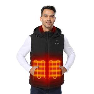 Men's Large Black 7.38-Volt Lithium-Ion Lightweight Heated Down Vest with 800 Fill Power Down and Upgraded Battery