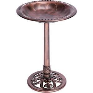 28 in. H Bronze Polyresin Lightweight Garden Birdbath