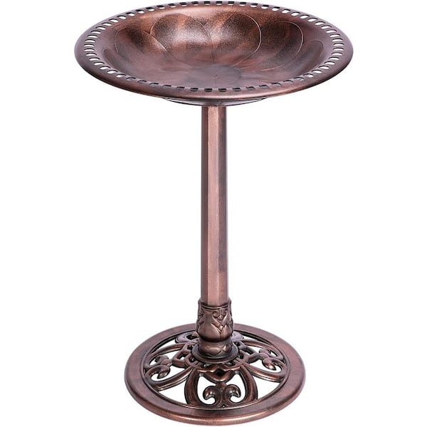 VIVOHOME 28 in. H Bronze Polyresin Lightweight Garden Birdbath