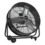 24 in. 2-Speed High-Velocity Industrial Drum Fan with Aluminum Blades and 180-Degree Adjustable Tilt in Black
