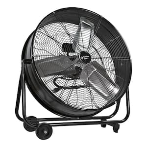 24 in. 2-Speed High-Velocity Industrial Drum Fan with Aluminum Blades and 180-Degree Adjustable Tilt in Black