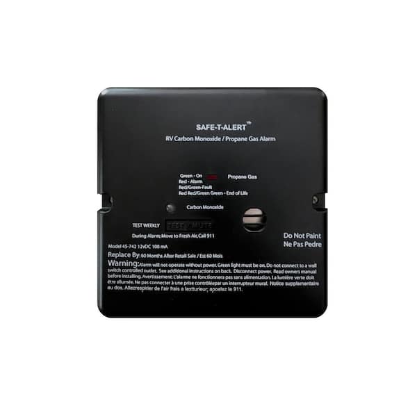 MTI Industries Professional LP/CO Alarm with 12-Volt 70 Series Flush Mount with Relay in Black