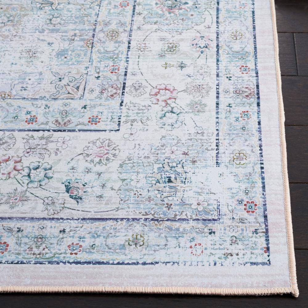 Tucson Geometric Blue 9' x 12' Machine-Washable Synthetic Rug