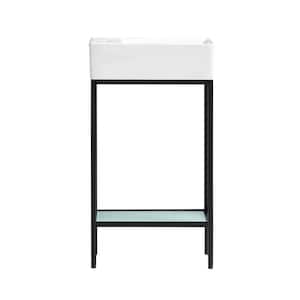 Pierre 18.87 in. W x 9.4 in. D x 34.4 in. H Bathroom Vanity Side Cabinet in Matte Black with White Ceramic Top