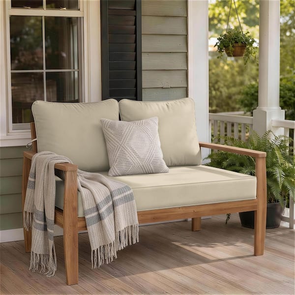46 in. x 26 in. Outdoor Patio Replacement Loveseat Cushion Set with Backrest Cream