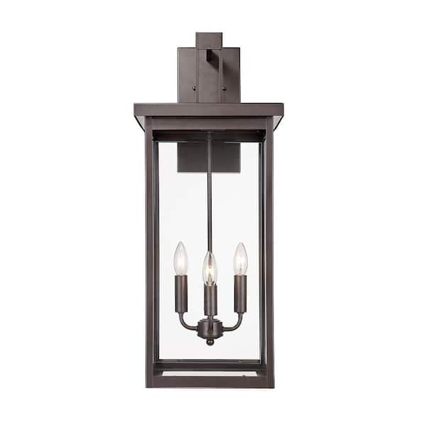 Barkeley 4-Light 12 in. Powder Coated Bronze Outdoor with Clear Glass