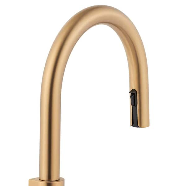 STo Single-Handle Pull-Down Sprayer Kitchen Faucet with Reflex in Brushed  Gold