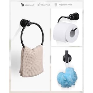 4-Piece Bath Hardware Set with Toilet Paper Holder, Towel Ring and Towel Hook Included in Oil Rubbed Bronze