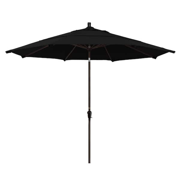 California Umbrella 11 ft. Bronze Aluminum Market Auto Tilt Patio Umbrella in Black Pacifica