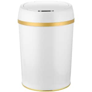9 l/2.3 Gal. White Metal Household Trash Can with Sensor Lid