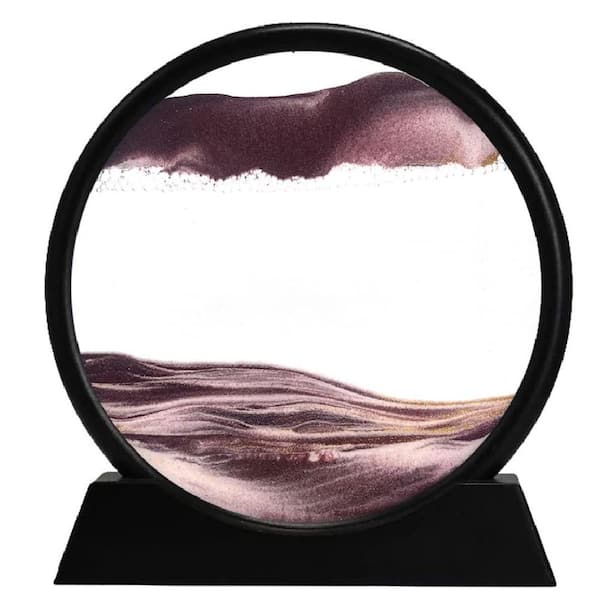 Afoxsos 7 in. 3D Dynamic Sand Art Liquid Motion, Deep Sea Sandscape Tabletop Display, Brown