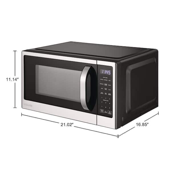 Vissani - 1.1 cu. ft. 1000-Watt Countertop Microwave Oven in Fingerprint Resistant Stainless Steel and Bar handle