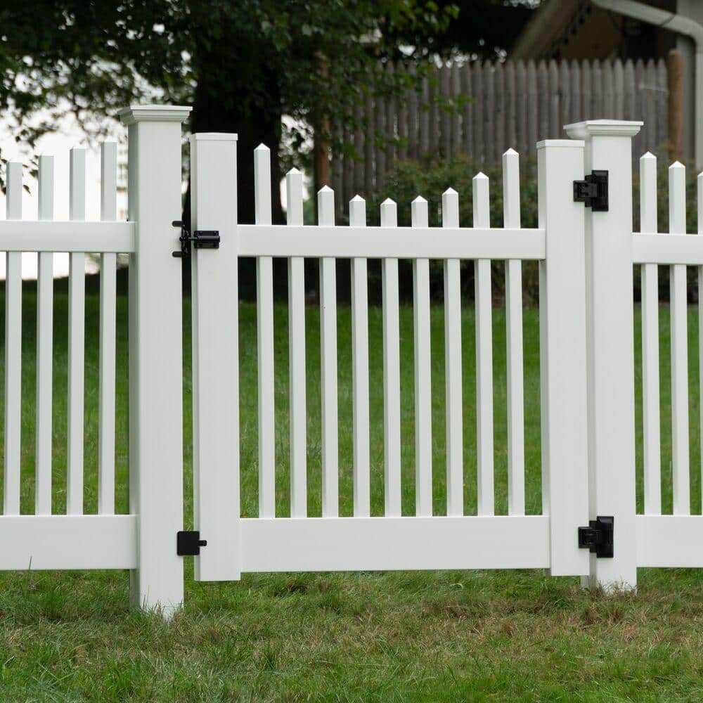 Keswick Scallop 4-ft H x 4-ft W White Vinyl Garden Fence Gate