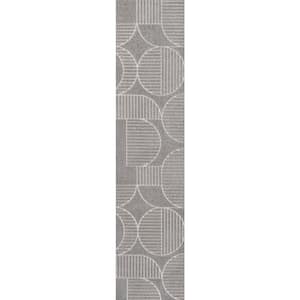 Nordby High-Low Geometric Arch Scandi Striped Gray/Cream 2 ft. x 8 ft. Indoor/Outdoor Runner Rug