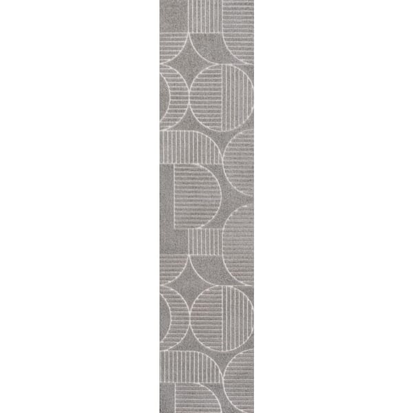 Nordby High-Low Geometric Arch Scandi Striped Gray/Cream 2 ft. x 8 ft. Indoor/Outdoor Runner Rug