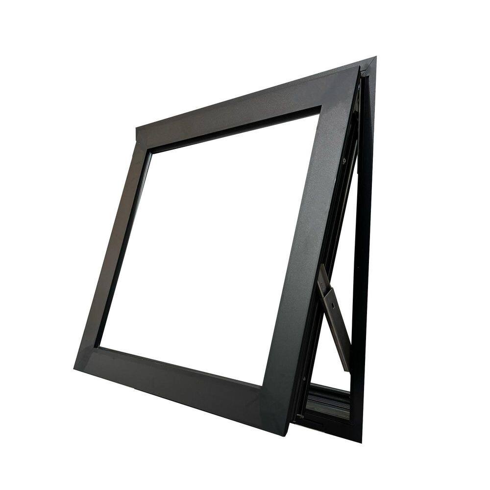 TEZA DOORS 35.5 in. x 23.5 in. Black Aluminum Low-E Double-Pane Clear ...