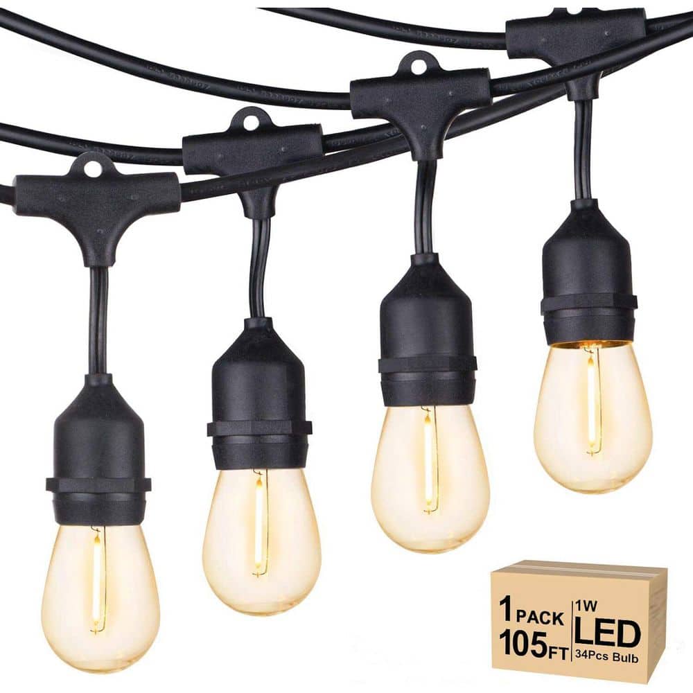 105 ft. Waterproof Outdoor String Lights Led with 1W Dimmable S14 Shatterproof Bulbs for Garden Yard, Warm White price history on PriceWatchPro