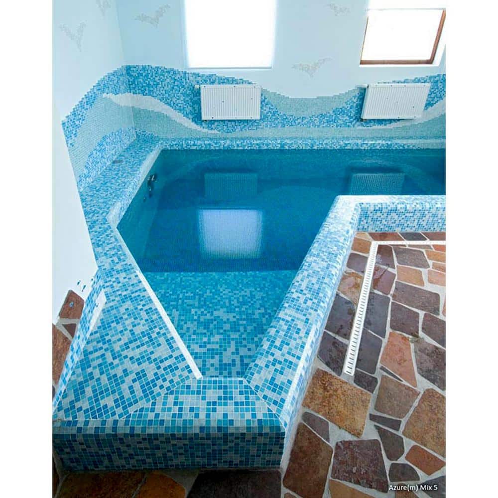 Olympic Blue Glass Mosaic Wall and Floor Tile