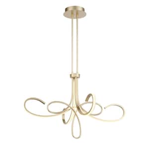 Astor 120-Watt Equivalence Integrated LED Soft Gold Geometric Chandelier with Etched Silicone Diffuser