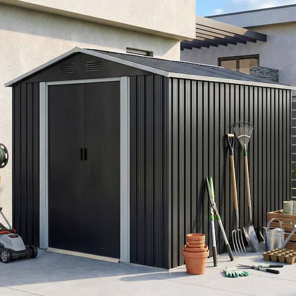 ToolCat 8 ft. x 10 ft. Outdoor Metal Storage Shed Garden Tool Room
