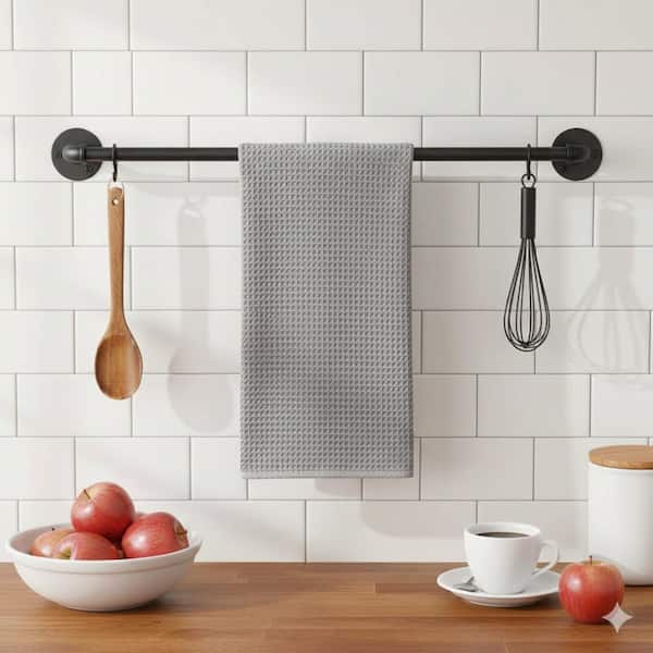 Black Wall Mounted Detachable Rack Pot Rack for Pans Lids Utensils with 14 S Hooks Space Saving Heavy Duty